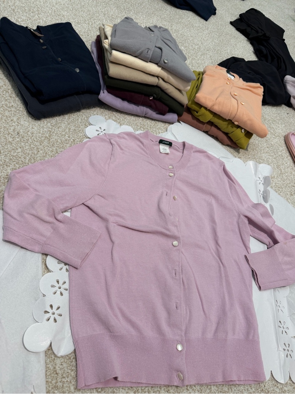 J. Crew Light lavender/pink color with pearly Buttons Cardigan